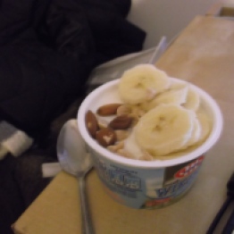 Cottage cheese, banana, almonds